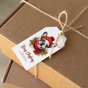 Watercolor Christmas French Bulldog Gift Tags