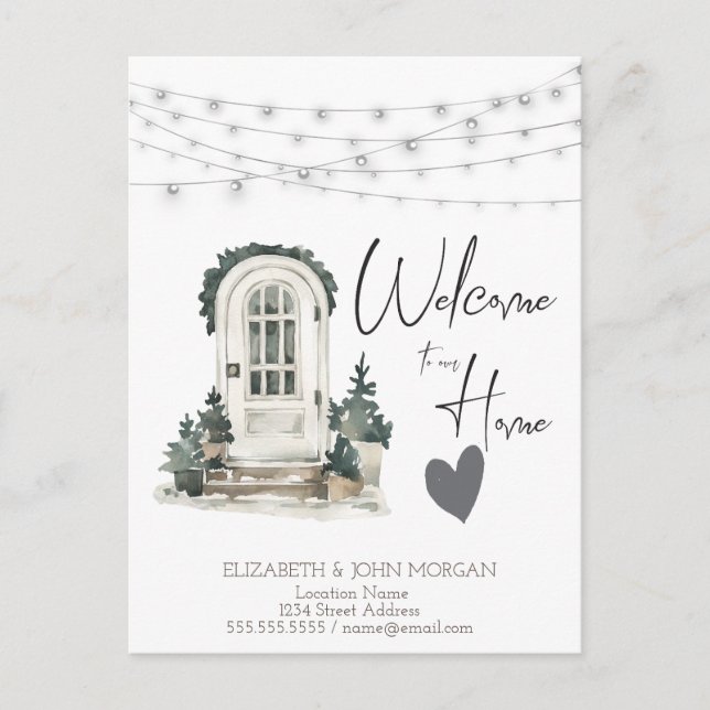 Watercolor Christmas Front Door,Heart Announcement (Front)