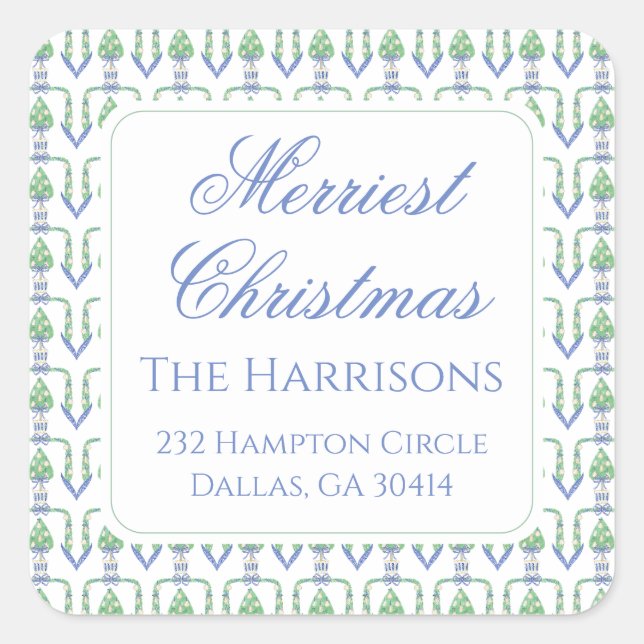 Watercolor Christmas Garland Bedford Stockings Square Sticker (Front)