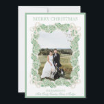 Watercolor Christmas Garland Stocking Three Photos Holiday Card<br><div class="desc">Watercolor Christmas Garland Stocking Vintage Three Photos Holiday Card. This beautiful Christmas Photo Card features watercolor Christmas garland with white bows as a frame for one photo. Back of invitation is Christmas Stockings with Christmas garland and bows. It is perfect if you are looking for classic, southern, grandmillenial Christmas photo...</div>