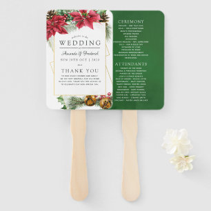 Watercolor Christmas Geometric Wedding Program Hand Fan