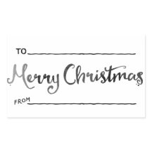 Watercolor Christmas Gift Tag, Black and White