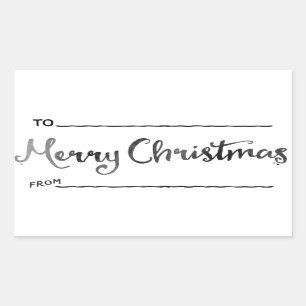 Watercolor Christmas Gift Tag, Black and White Sticker