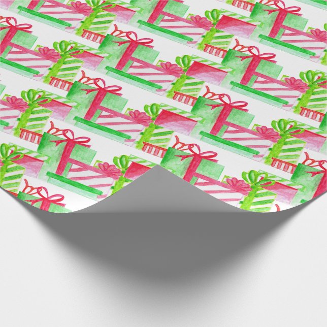 Watercolor Christmas gifts Wrapping Paper (Corner)