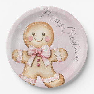 watercolor Christmas Gingerbread birthday Paper Plate