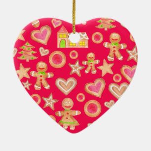 watercolor Christmas gingerbread cookies Ceramic Ornament
