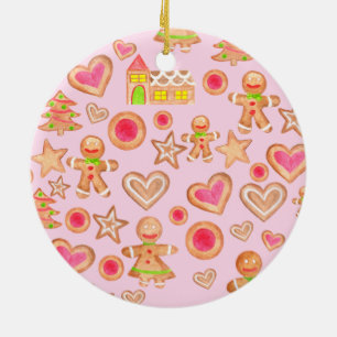 watercolor Christmas gingerbread cookies Ceramic Ornament