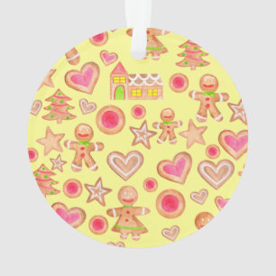 watercolor Christmas gingerbread cookies Ornament