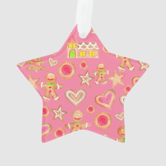 watercolor Christmas gingerbread cookies Ornament (Back)