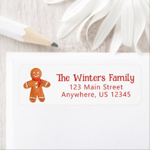 Watercolor Christmas Gingerbread Man ReturnAddress