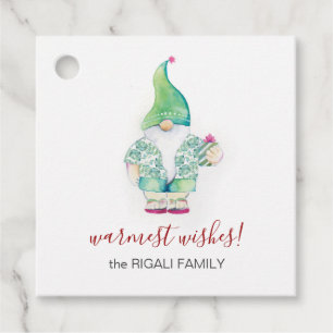 Watercolor Christmas Gnome Favour Tags