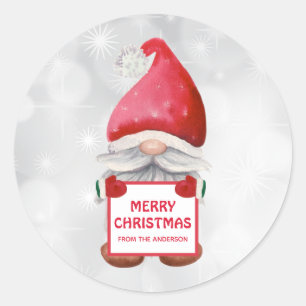 Watercolor Christmas Gnome Square Sticker