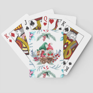 Watercolor Christmas Gnomes Playing Cards