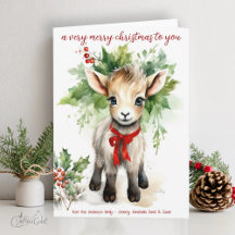 Watercolor Christmas Goat Baby Merry Christmas