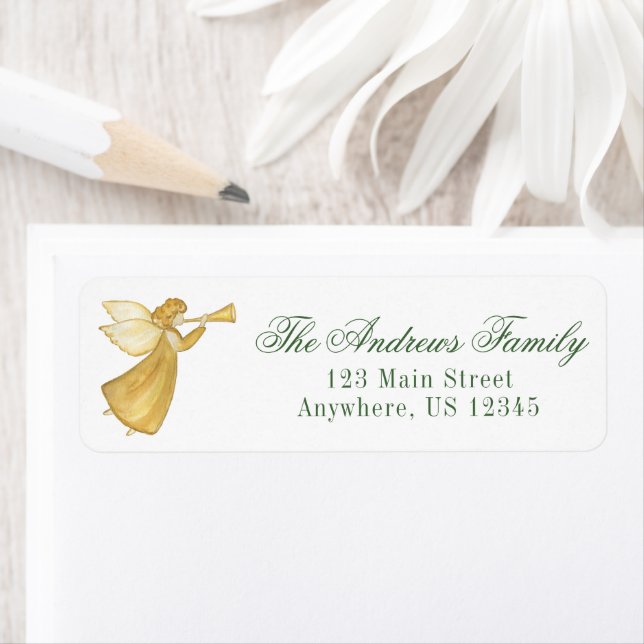 Watercolor Christmas Golden Angel (Insitu)