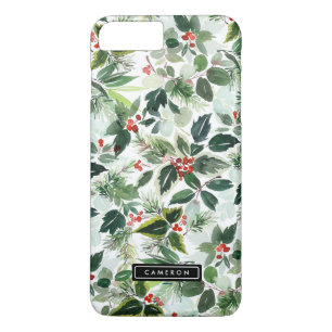 Watercolor Christmas Greenery and Holly Pattern Case-Mate iPhone Case