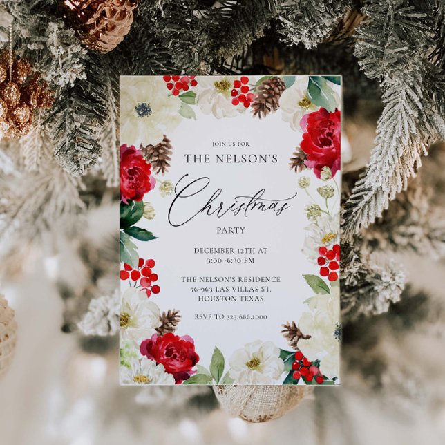 Watercolor Christmas Greenery Invitation (Creator Uploaded)