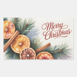 Watercolor Christmas Greeting Card with Oranges Sticker