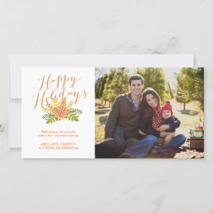 Watercolor Christmas Happy Holidays Photo Card