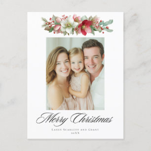 Watercolor Christmas Hellebore Design Holiday Postcard