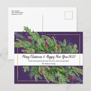 Watercolor Christmas Holiday and New Year 2022  Po Postcard