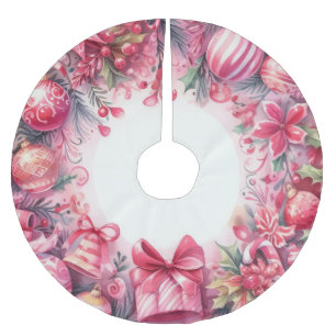 Watercolor Christmas Holiday Design Brushed Polyester Tree Skirt