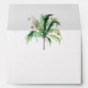 Watercolor Christmas Holiday Palm Tree Addressed Envelope