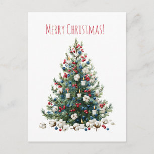 Watercolor Christmas holiday tree, Holiday Card