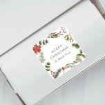 Watercolor Christmas Holidays Greenery Square Sticker<br><div class="desc">Introducing our Custom Christmas Open House sticker that promises to spread holiday cheer and set the tone for your festive gathering! Our uniquely designed stickers captures the true essence of the holiday spirit. Adorned with vibrant greenery foliage, luscious berries, and a classic toy nutcracker, this label is the perfect way...</div>