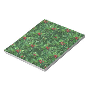 Watercolor Christmas Holly Berries Notepad