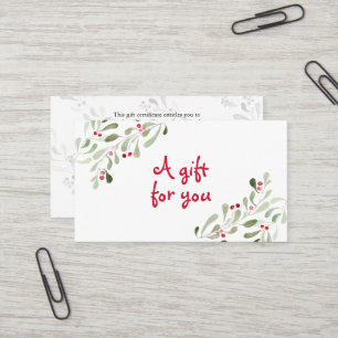 Watercolor Christmas holly gift certificate