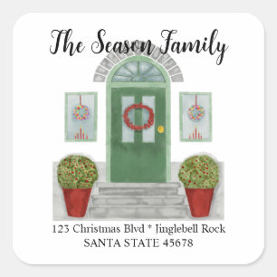 Watercolor Christmas home Envelope seal