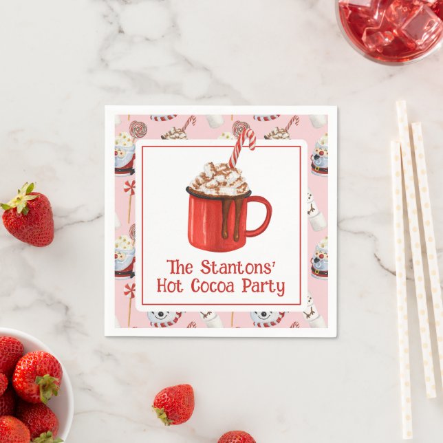 Watercolor Christmas Hot Chocolate Cocoa Party Napkin (Insitu)