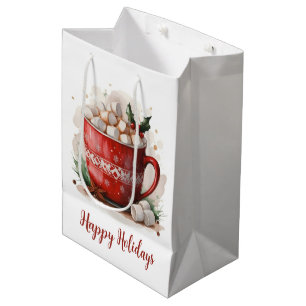 Watercolor Christmas Hot Cocoa Medium Gift Bag
