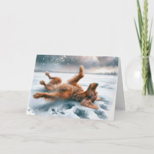 Watercolor Christmas Irish Setter Holiday Card