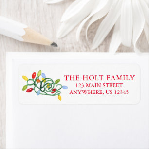 Watercolor Christmas Lights Return Address