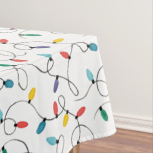 Watercolor Christmas Lights Tablecloth