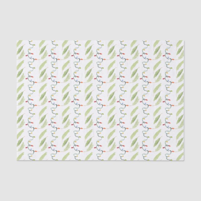 Watercolor Christmas Lights Tissue Paper (Front)
