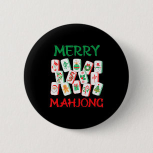 Watercolor Christmas Mahjong Tiles Chinese Mah Jon 2 Inch Round Button