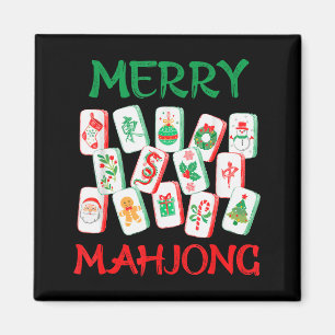 Watercolor Christmas Mahjong Tiles Chinese Mah Jon Magnet