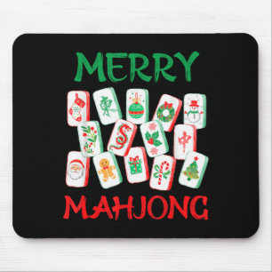 Watercolor Christmas Mahjong Tiles Chinese Mah Jon Mouse Pad
