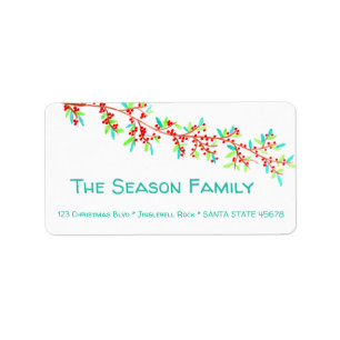 watercolor Christmas mistletoe address Label