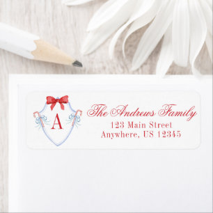 Watercolor Christmas Monogram Candy Cane Crest