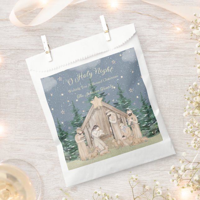 Watercolor Christmas Nativity Gift Favour Bag (Clipped)