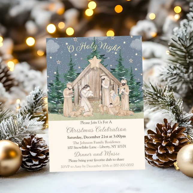 Watercolor Christmas Nativity Invitation (Creator Uploaded)