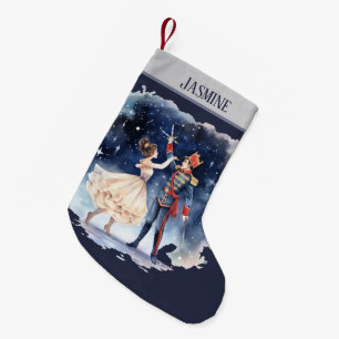 Watercolor Christmas nutcracker add name Small Christmas Stocking