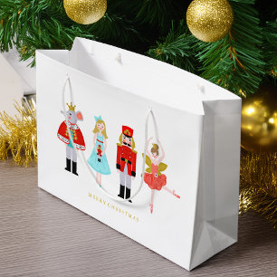Watercolor Christmas Nutcracker Characters Large Gift Bag