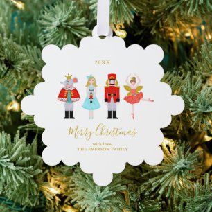 Watercolor Christmas Nutcracker Custom Photo Ornament Card