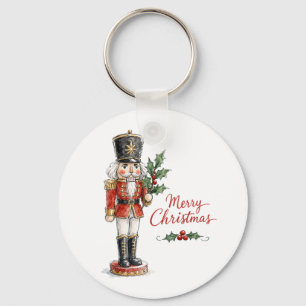 Watercolor Christmas Nutcracker Keychain
