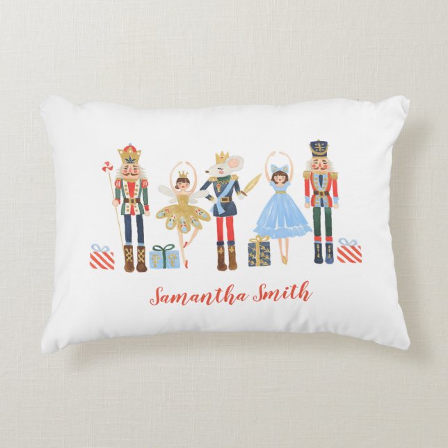 Watercolor Christmas Nutcracker Pillowcase Accent Pillow (Front)